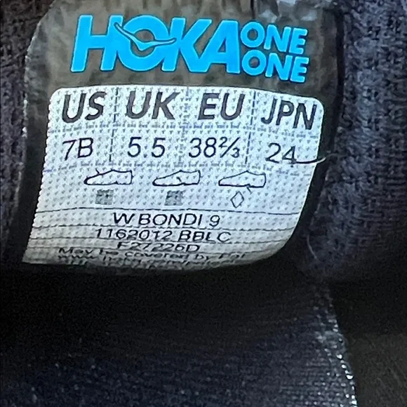 HOKA ONE ONE Women's Bondi 9 Black Sneakers Size 7 - Picture 7 of 8